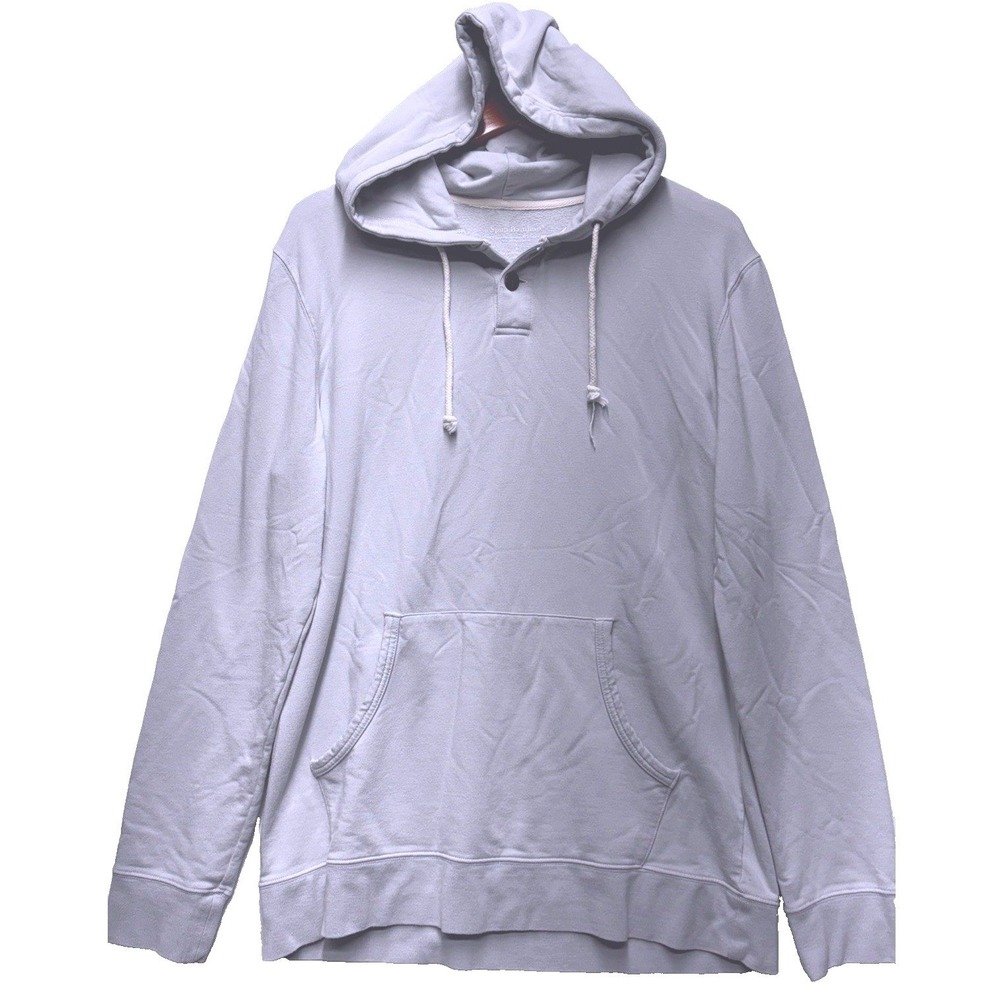 Spun Bamboo Mens Henley Hoodie Gray Viscose Organic Cotton Sweatshirt‎ Large
